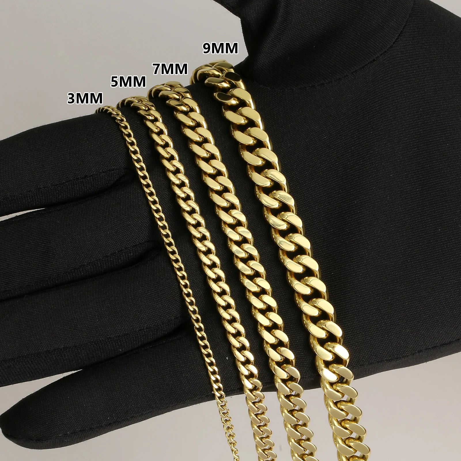 USA Free Shipping 14K Gold Plated Stainless Steel Bracelet 3mm Women Waterproof Jewelry Miami Cuban Link Chain Men Bracelet