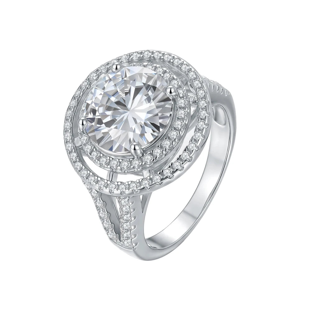 Luxury Non Tarnish Unisex Moissanite Ring 925 Sterling Silver Latest Design Fine Ring for Engagement Party