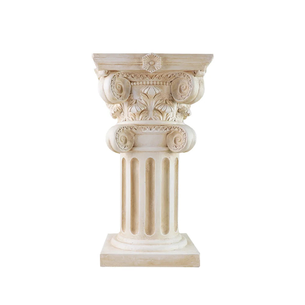 Ionic-Corinthian Hybrid Resin Pedestal Hand-painted Stone-Effect Finish Ornate Column Statue European Garden Luxury Patio New