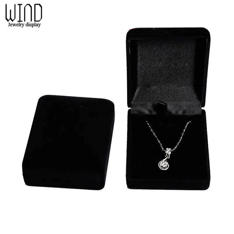 Wholesale Pendant Necklace Chain Storage Package Gift Box Soft Black/Red/Velvet Casket Long Earrings Jewelry Organizer Box