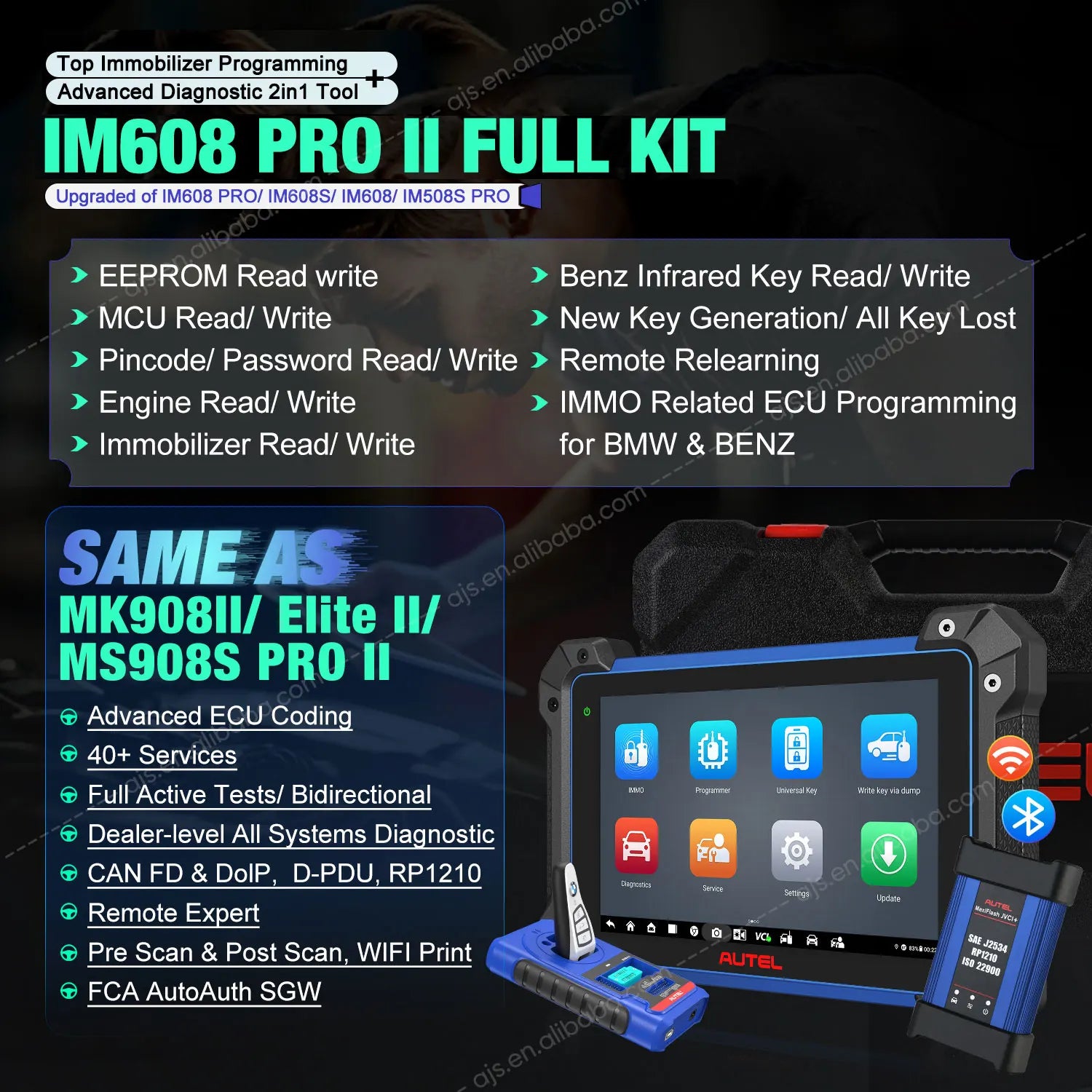 Autel MaxiIM IM 608 PRO II 2 Car Key Programming IM608S IM608 PRO2 IKey Programmer XP400PRO Vehicle OBD2 Scanner Diagnostic Tool