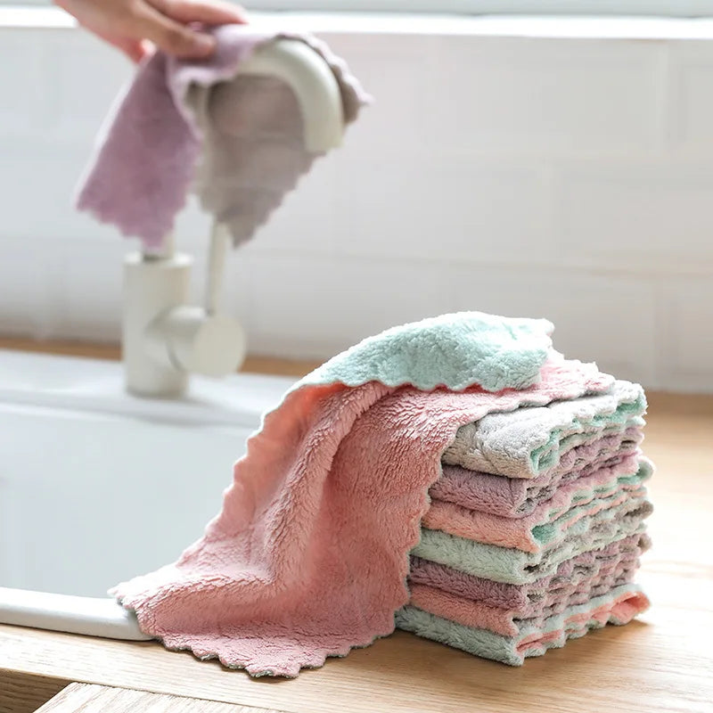 6 Color Microfiber Kitchen Cleaning Cloth – Super Absorbent Dish Rag