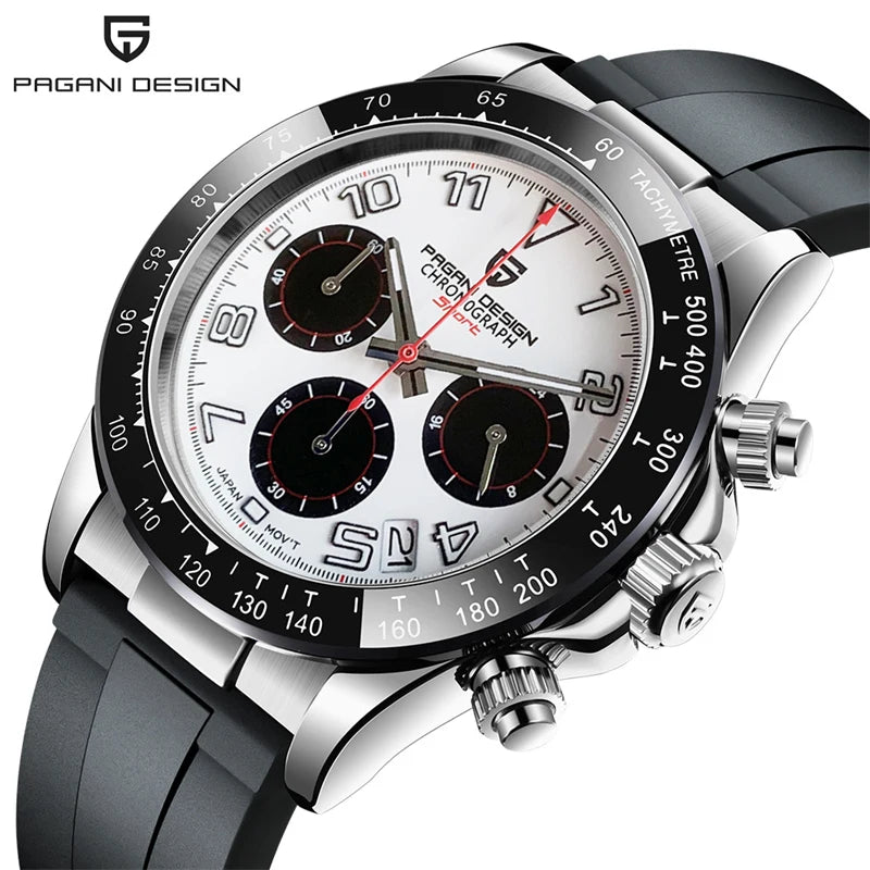 PAGANI DESIGN 1687 Rubber Strap Sapphire Glass Sports Watch Chronograph Men's Top Luxury Brand Men's Quartz Watch