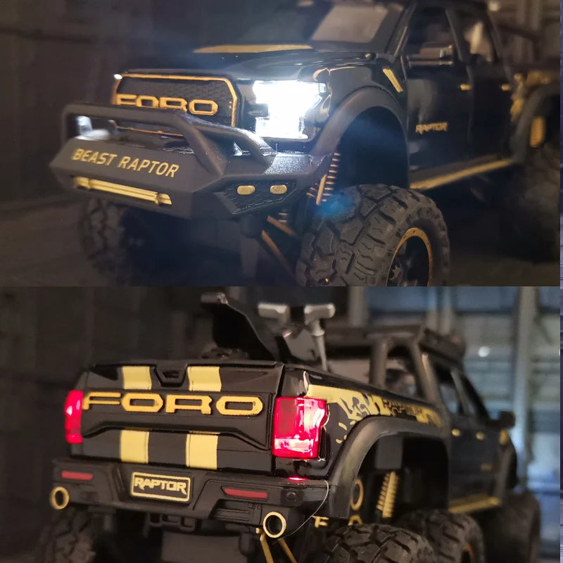 1/28 Ford Raptor F150 Alloy Car Modified Off-Road Vehicle Model Diecast & Toy Vehicles Metal Car Model Collection Kids Toys Gift