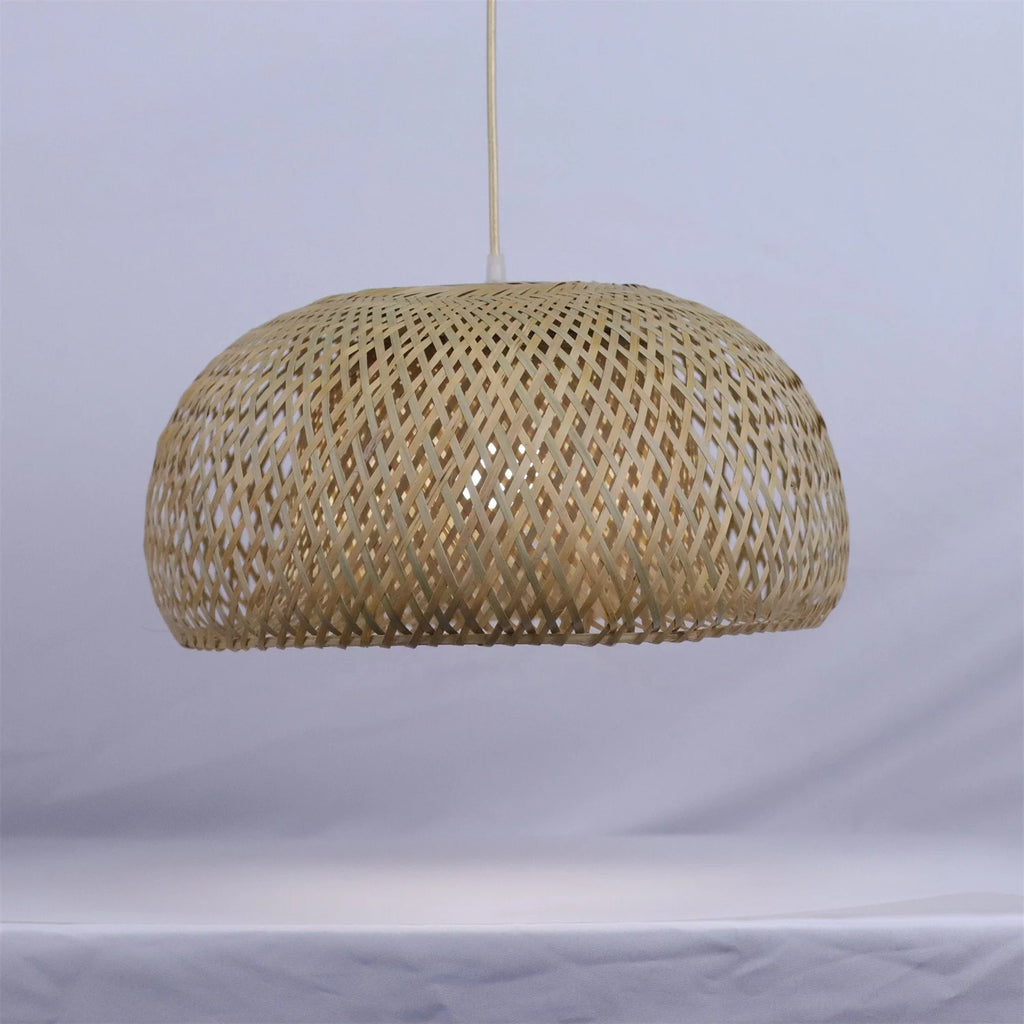 Joyinled Bamboo Pendant Light Fixture Rattan Rustic Basket Handmade Woven Pendant Lighting for Kitchen Island Farmhouse