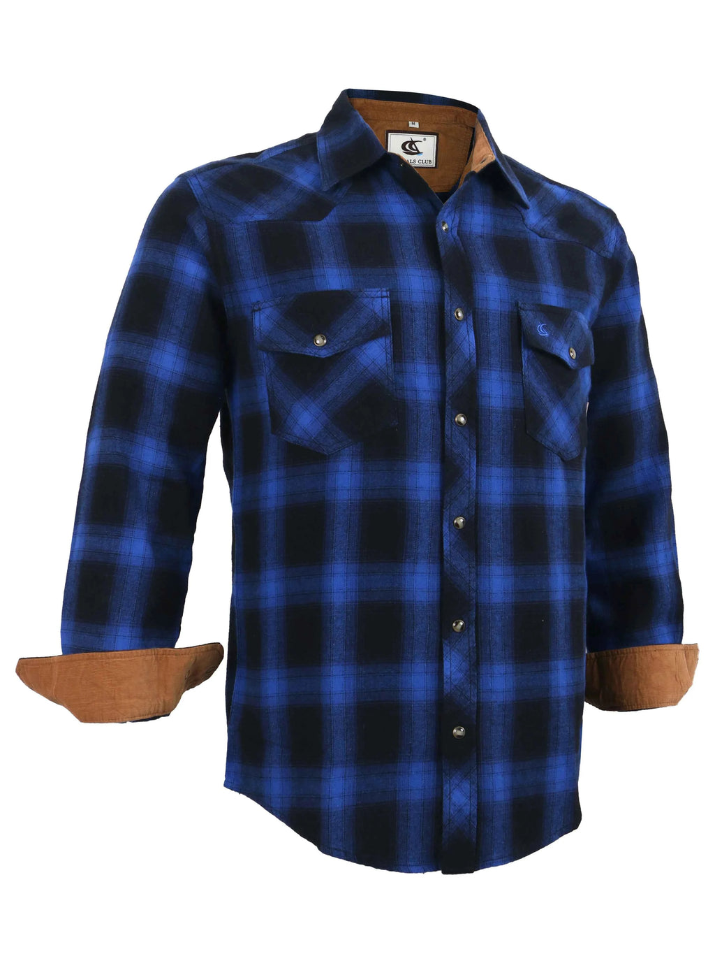 Mens Flannel Pearl Snap Plaid Button up Casual Western Cowboy Long Sleeve Shirts