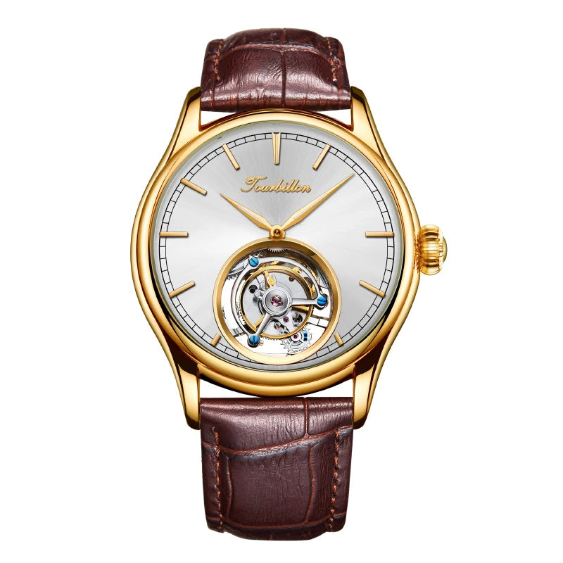 Montre Homme Original Brand Aesop 7005G Luxury Men Mechanical Watch Hollow Out Skeleton Tourbillon Watches