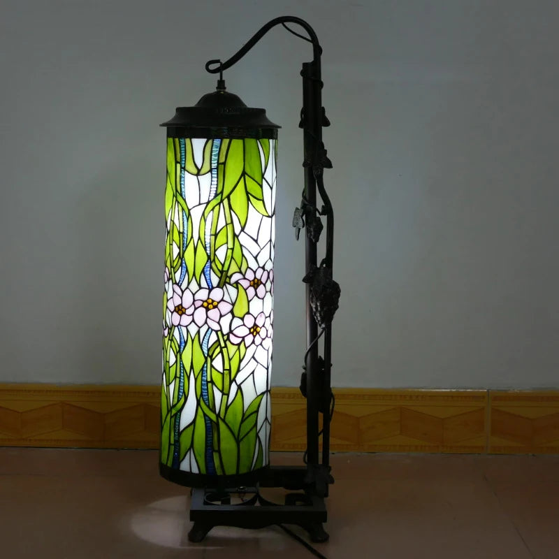 Modern Roman Column Floor Lamp American Retro Living Room Bedroom Lamp Country  Stained Glass Decoration Floor Lamp