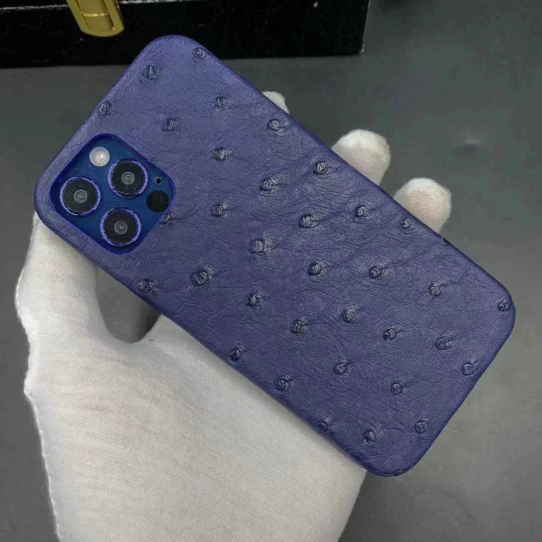 OEM ODM Customise Personalized New Funda De Cuero Ostrich Leather Cell Phone Cases for Iphone 11 13 14 Pro Max Manufacturer
