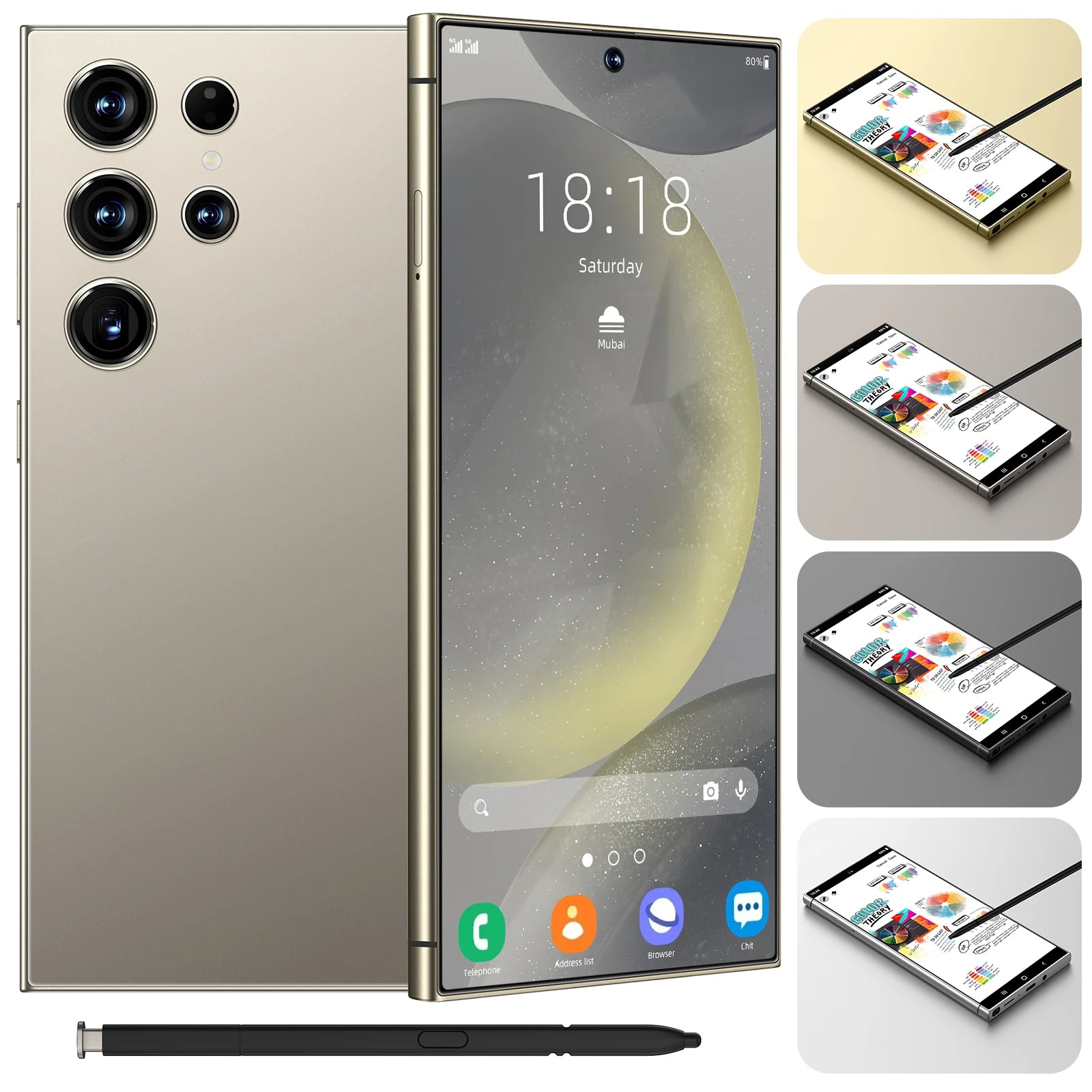 Samsum S24 Ultra Smartphones 8+256GB 5G Dual SIM Original CPU Octa Core HD Screen Resolution LTE Cellular Mobile Phone