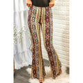 TD Esmie Breathable Satin Bell Bottoms Ladies Girls Casual Pants Elastic Waist Soft Comfortable Striped Tribal Print Colored