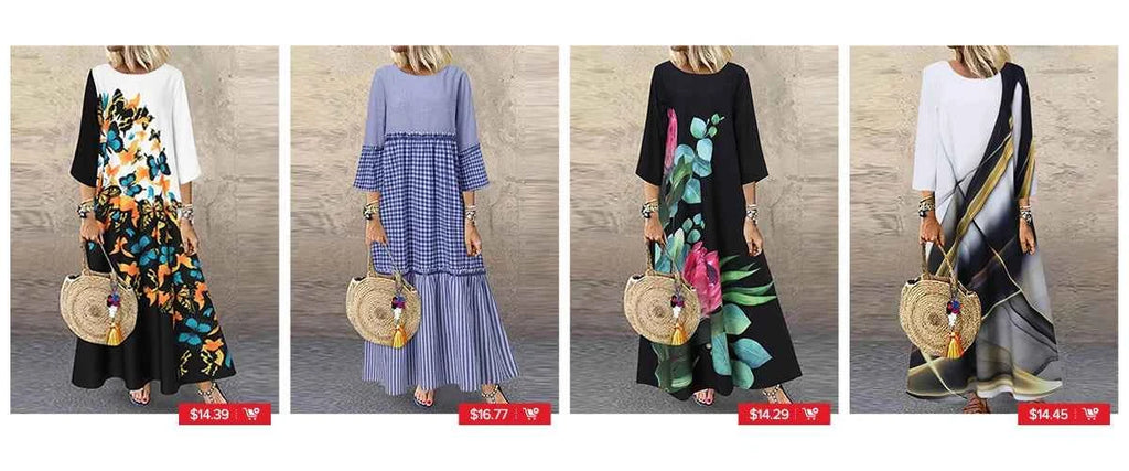 ZANZEA Summer Maxi Dress Women's Vintage Printed Sundress Casual Loose Short Sleeve Vestidos Vacation High Waist Robe Femme 2024