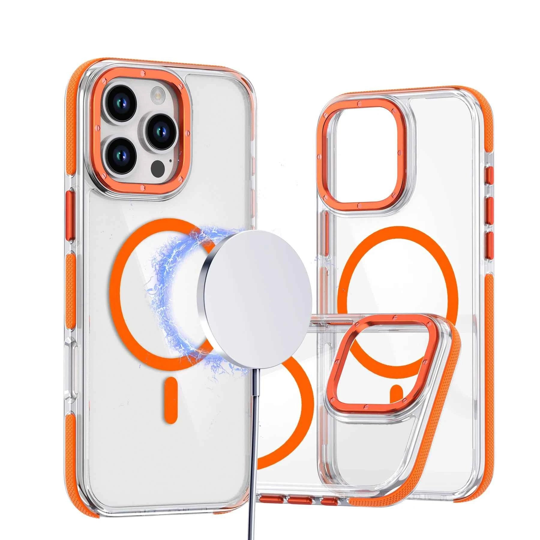 Muti Color Shockproof Clear Mobile Phone Cases Full Protection Magnetic Tpu+Pc Material Phone Cover for Iphone11-16 Series