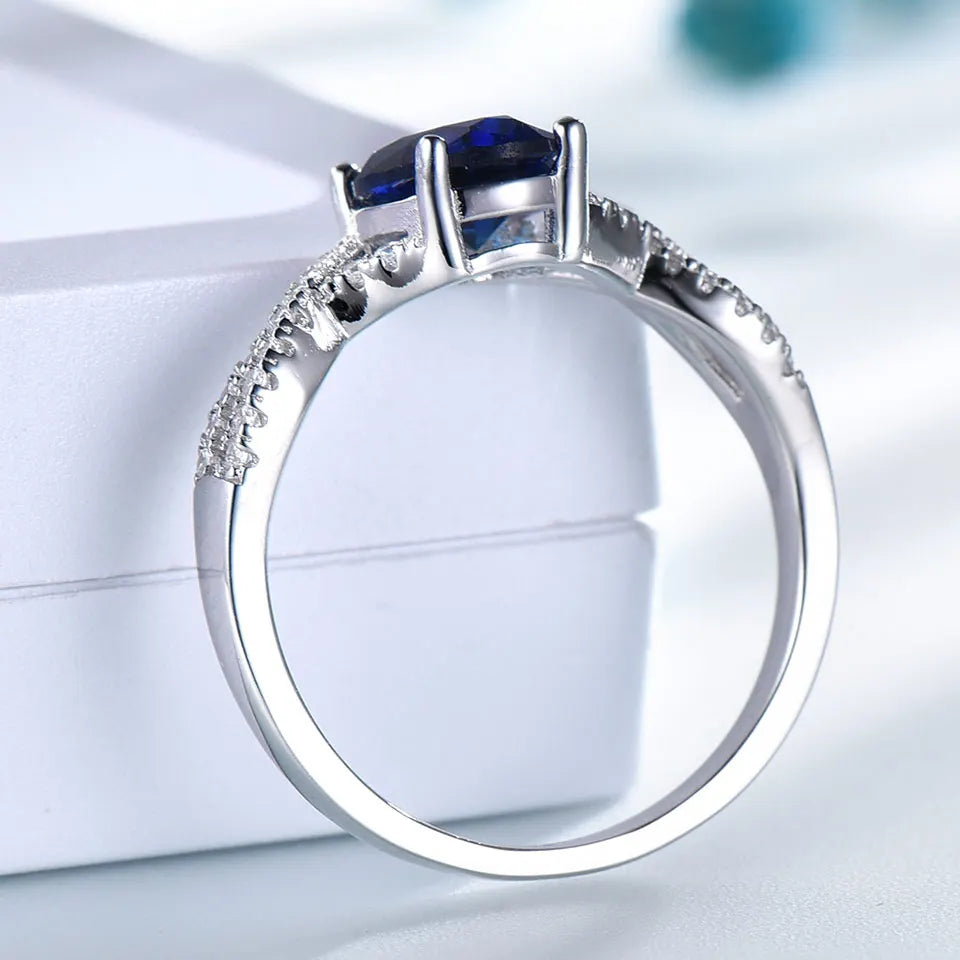 New Fashionable Blue Gemstone Ring 925 Sterling Silver Women Wedding Ring Sterling Silver Jewellery