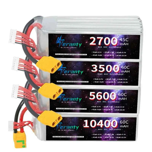 22.2V 6S Lipo Battery 1800mAh 2700mAh 3300mAh 4600mAh 5600mAh 6500mAh 7800mAh 8800mAh 9800mAh for Car FPV Drone Quadcopter Boat