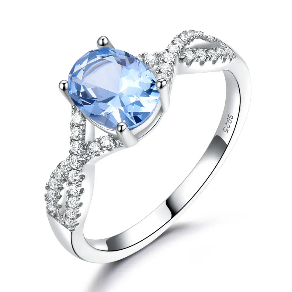 New Fashionable Blue Gemstone Ring 925 Sterling Silver Women Wedding Ring Sterling Silver Jewellery