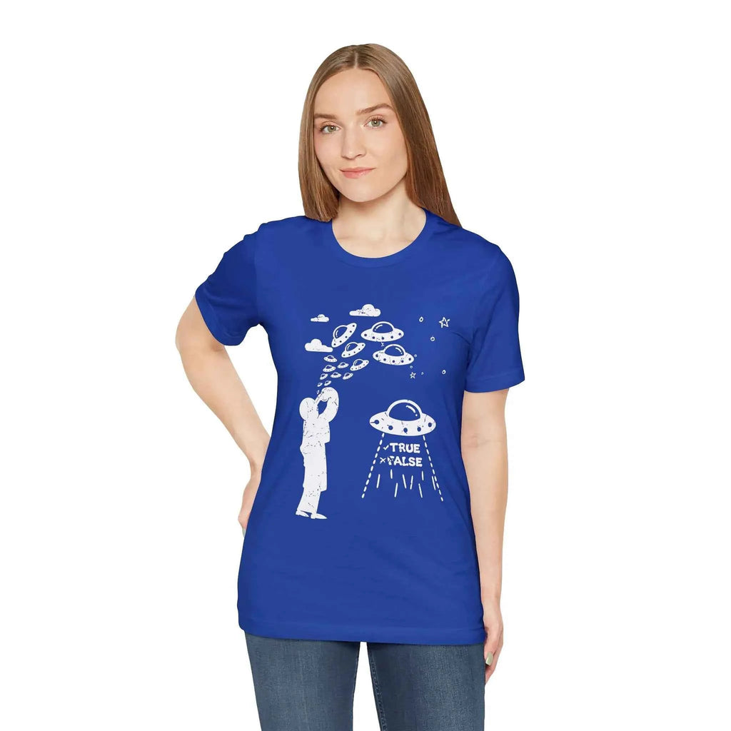 W2B True Royal Unisex Cotton T-Shirt Men's & Women's 'Are Aliens Real?' Graphic Design