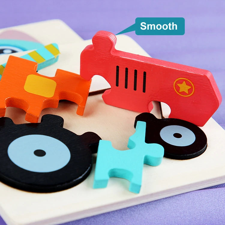 Montessori Toys 3D Puzzle Cartoon Animals Vehicle Cognitive Jigsaw Puzzle Wooden Toys for Children Baby Puzzle Game Gift