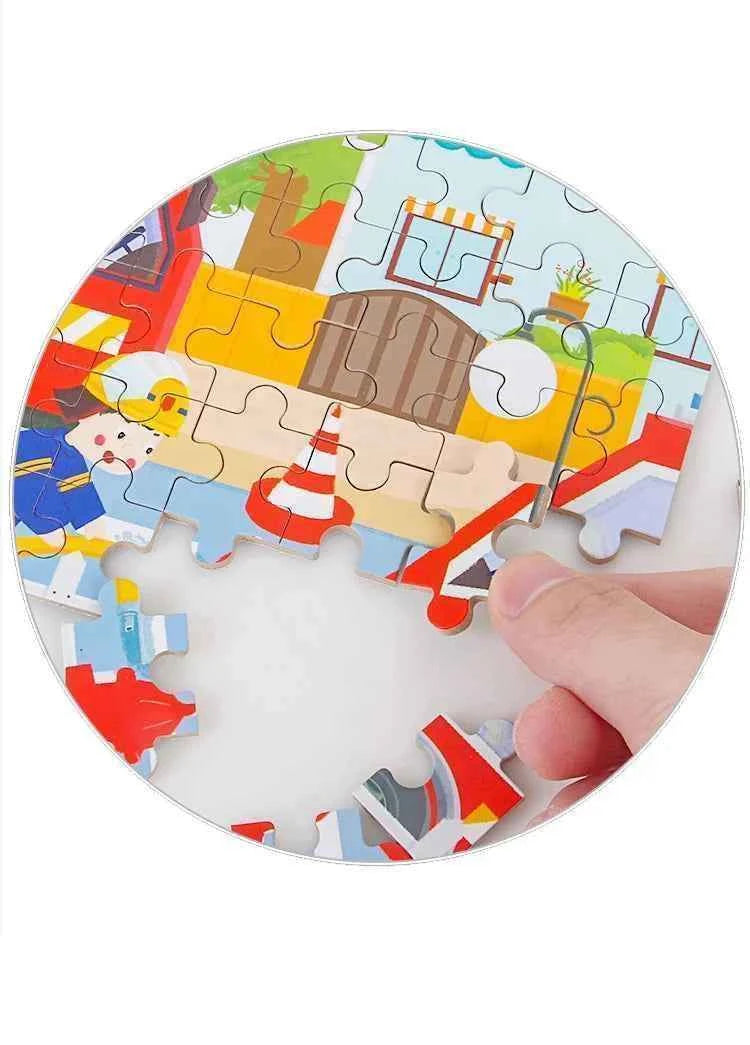 Hot New 60 Pieces Wooden Puzzle Toys for Children Cartoon Vehicle Animal Wood Jigsaw Baby Learning Educational Toy Kids Gift