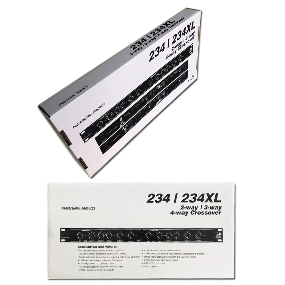 Professional Active Metal Audio Crossover | 2/3/4-Way Mono Subwoofer Processor Model GAX-234XL by Recordio for Amplifier Speaker