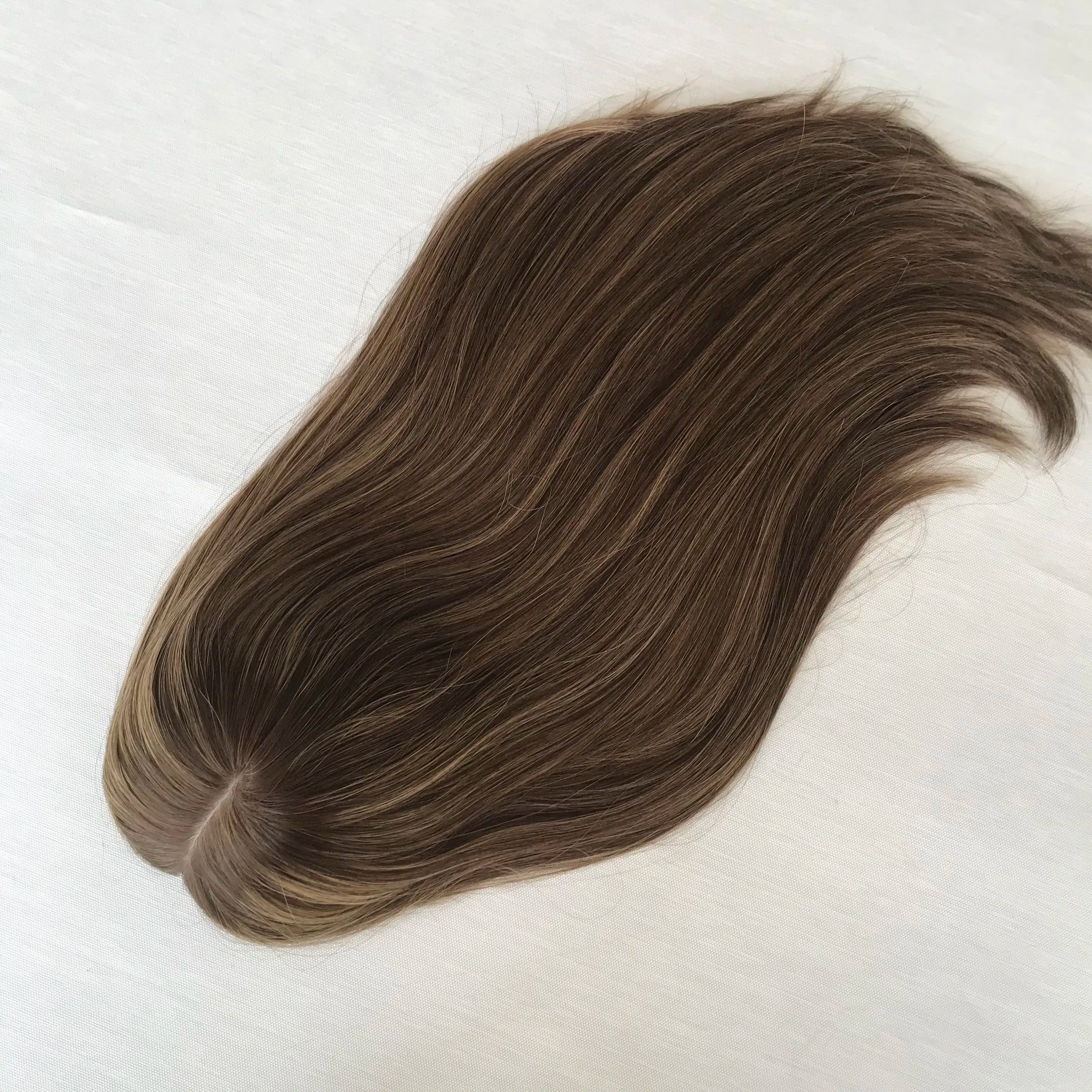 Kosher Certifications Factory Discounted Natrual Color European Raw Human Hair with Silk Jewish Topper Kippa Fall