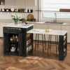 Extendable Island Console with Drawers, Double-door Cabinet, and Open Shelving. Serves As Dining Table