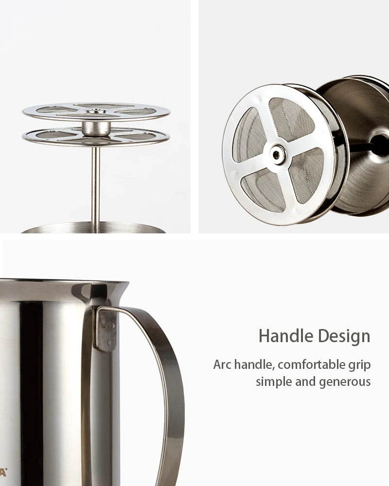 Milk Frothers Stainless Double Mesh Milk Creamer Milk Foam For Coffee Milk Egg Beater Kitchen Tool Coffee Mixer Frother 400ML