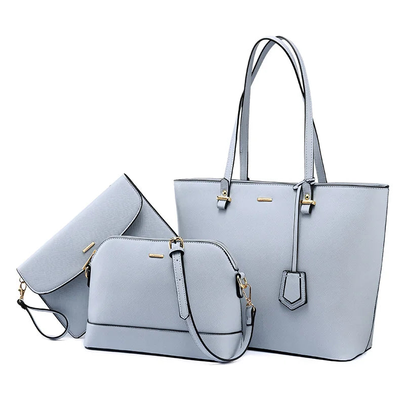 LOVEVOOK Hot Sale Factory Custom Women PU Leather Tote Bag High Quality Summer 3 Pieces Ladies Purses and Handbags for Women Bag