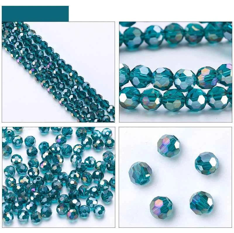 3 4 6 8mm Round Crystal Beads Faceted Colorful Glass Beads Loose Spacer Bead for Jewerly Making Needlework Bracelet Necklace DIY