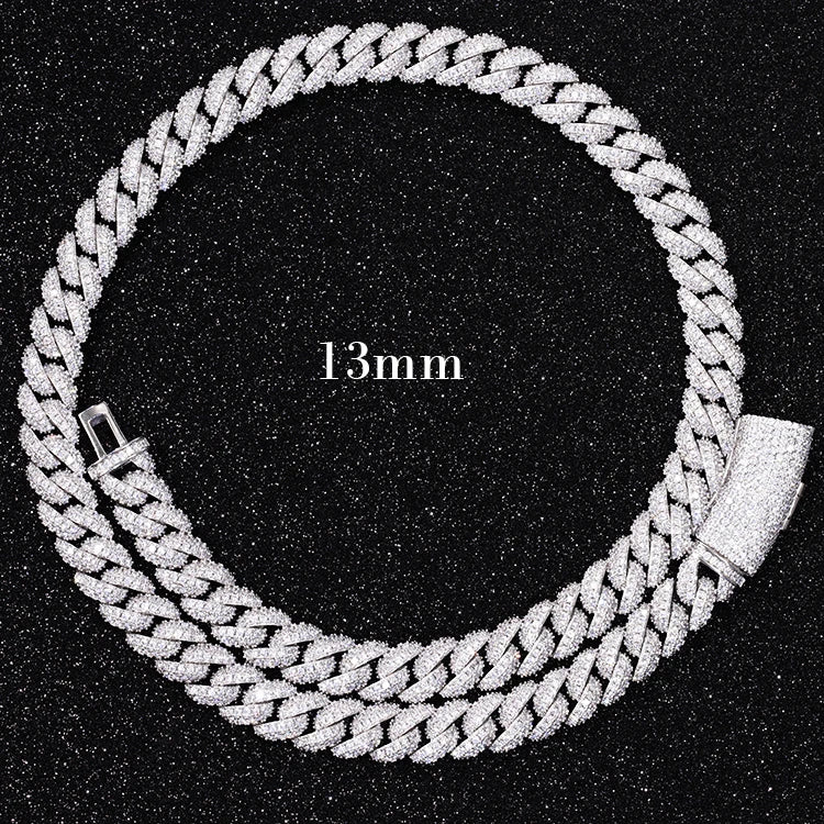 Custom Moissanite Heavy Silver Chain for Men 13mm-22mm  S925 Solid Rose Gold Plated Diamond VVS Moissanite Cuban Chain