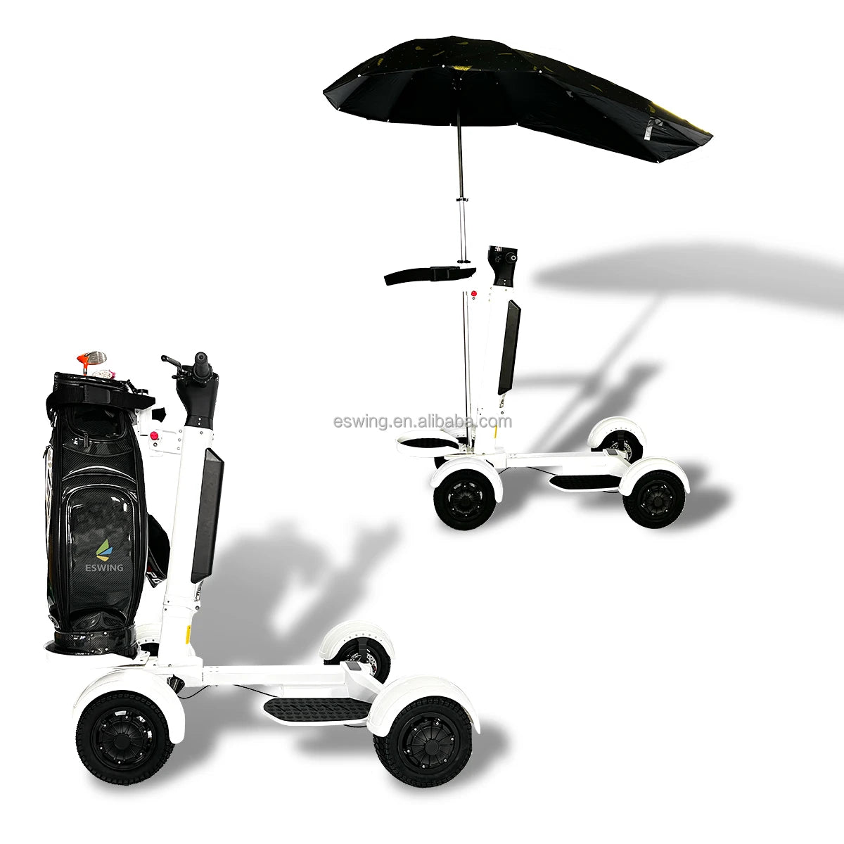 ESWING US Warehouse Golf Cart 2000W High-Power Folding Golf Scooter 18-Hole Golf Caddy Cart with Seat and Umbrella