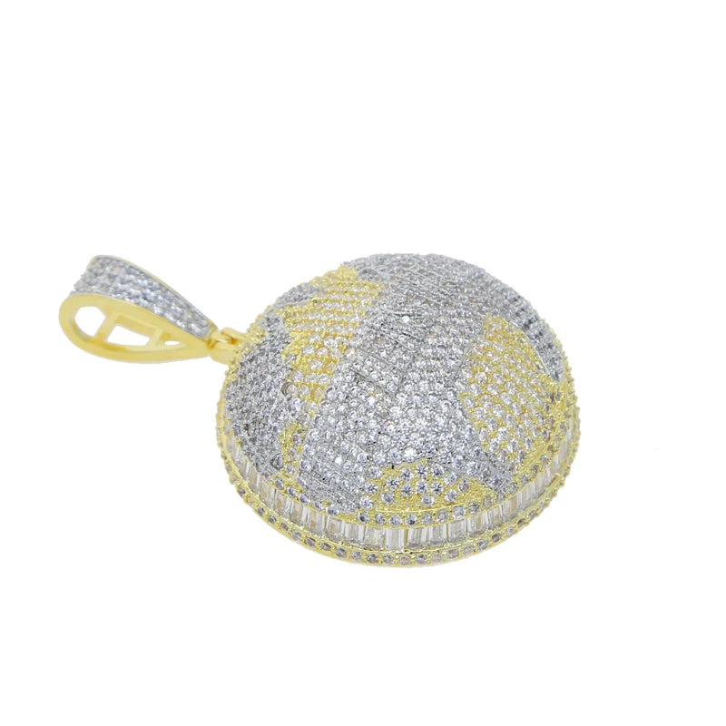 18K Gold Plated Micro Pave Cubic Zirconia CZ Plug Shape Pendant Hip Hop Style Yellow Gold Necklace for Engagement Wedding Party