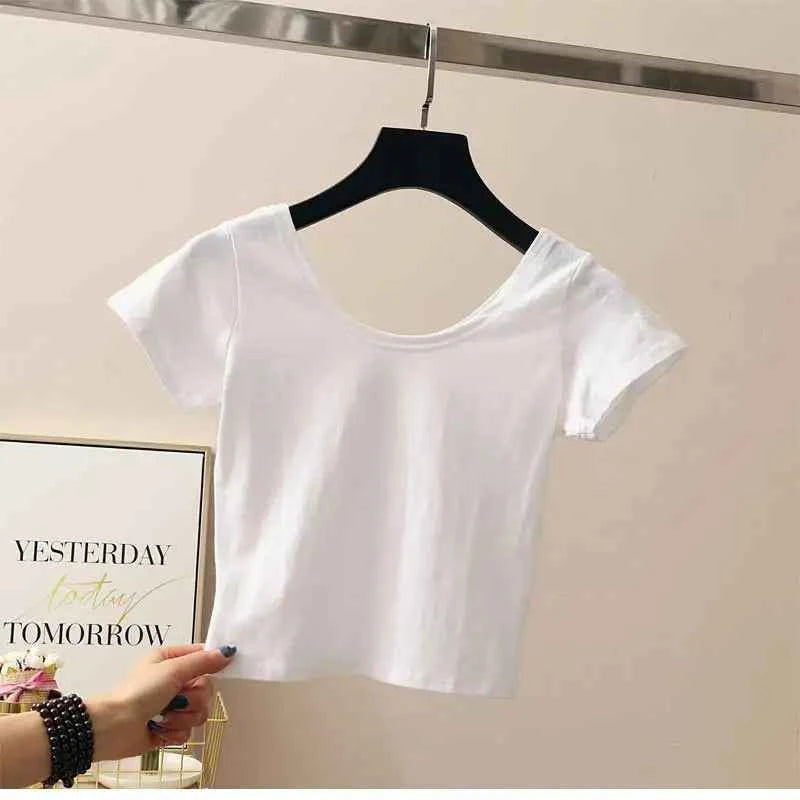 11 Colors Solid Crop Top Women T-shirt Cropped Slim High Waist Short Sleeve Basic Summer Clothes Tops Woman Clothing Tee Tshirt