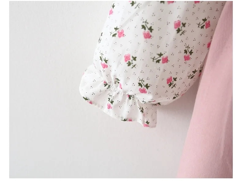 Autumn Baby Girls Clothes Outfits Toddler Princess Flower T-Shirt+ Strap Dress Suits for Girls Clothing 1 Year Birthday Set