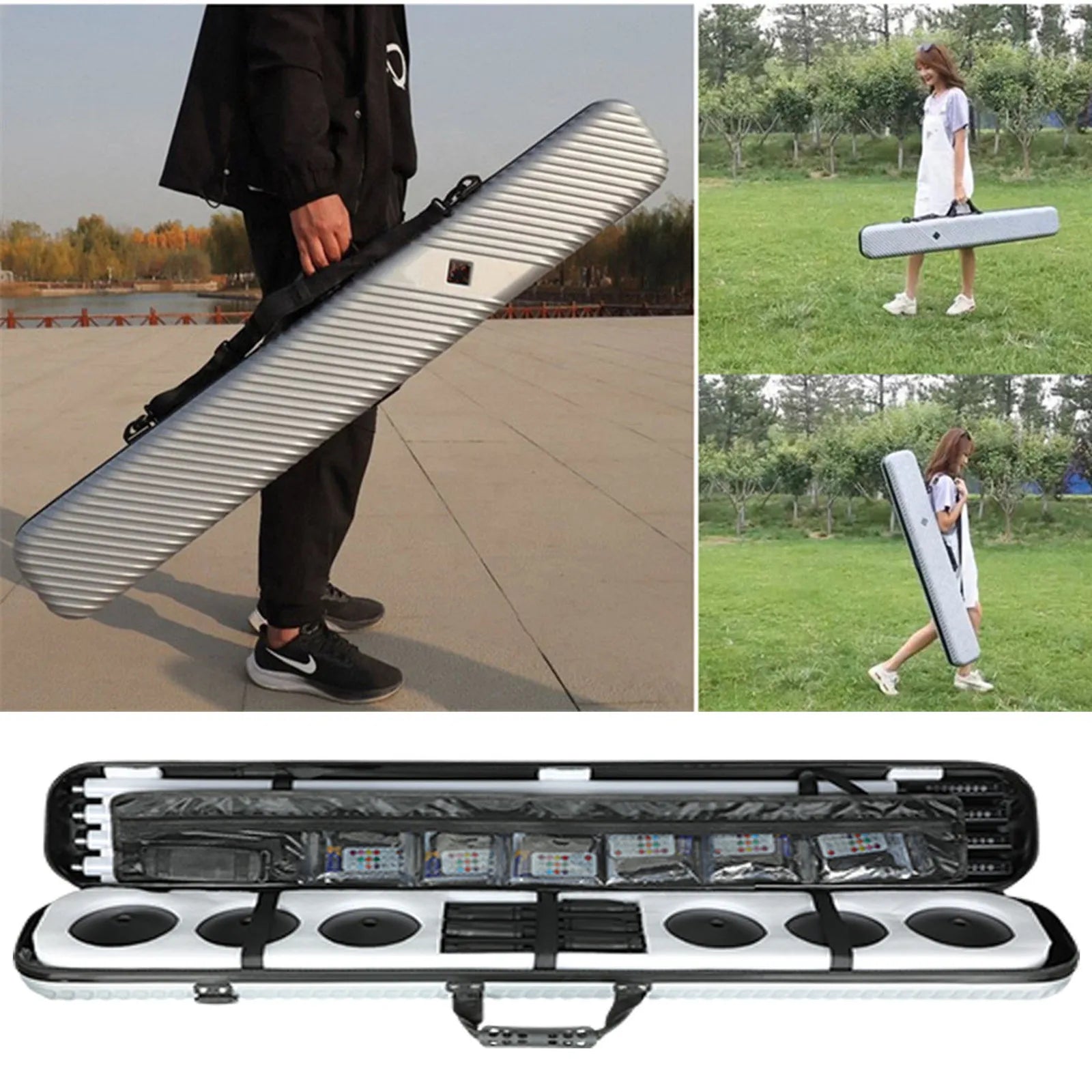 USA Free Shipping 6Pack 5000mAh Battery 4ft RGB Led Tube Light Bar Stand Wiht case for Video Wedding Party DJ Stage Lighting