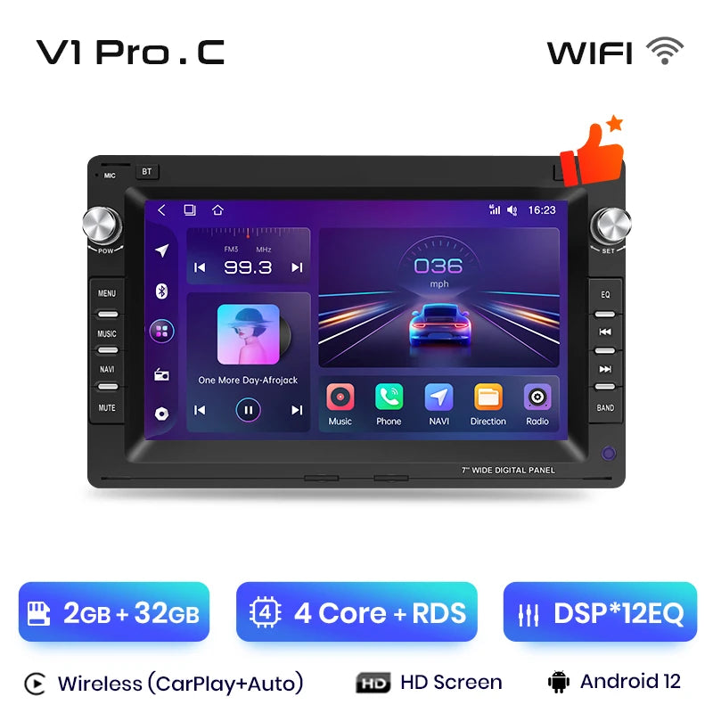 Junsun EU Stock Android Auto Radio for VW Golf 4 Passat POLO Transport T5 Multivan Seat Jetta Carplay Car Head Unit 7 Inch