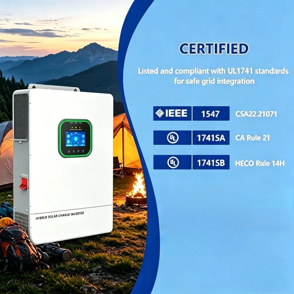 6.5KW Single Phase Solar Hybrid Inverter Max 6 Units Parallel for Residential Use Pure Sine Wave MPPT Energy Storage