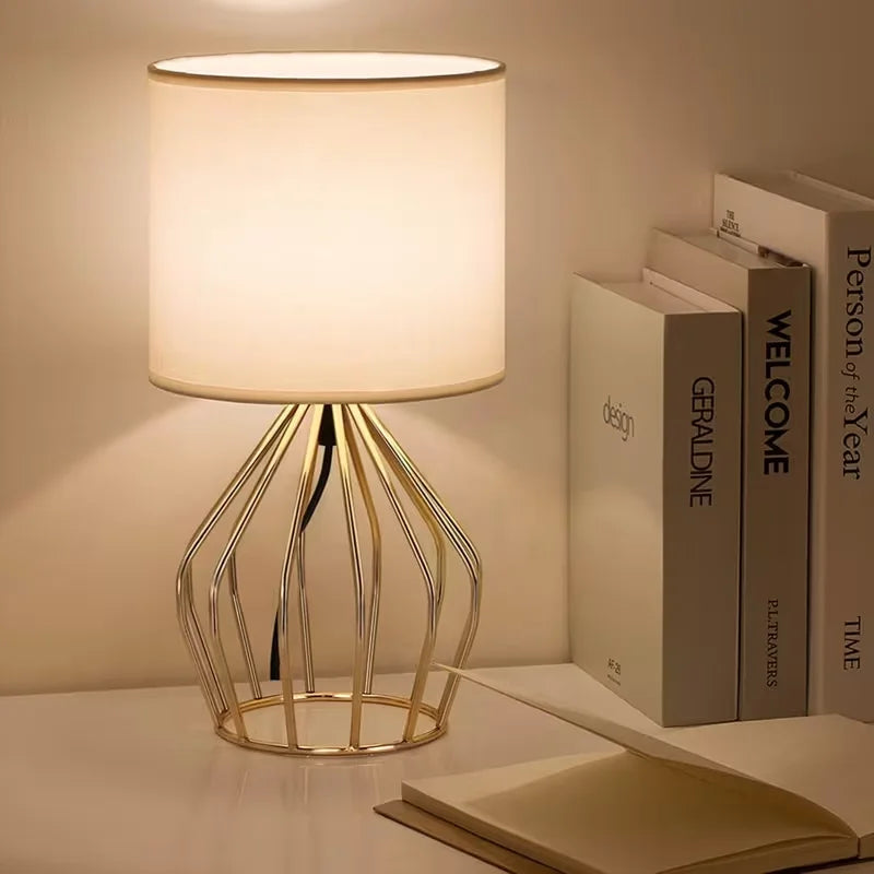 Minimalist Modern Black Table Lamp White Wood Fabric Lampshade Elegant Decorative Night Light for Bedroom Living Room