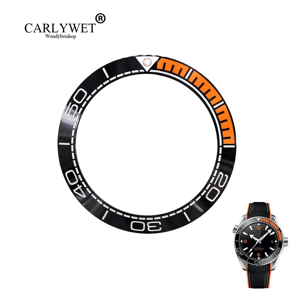 Rolamy Bezel for 600M Collection B600E 41.5mm Ceramic Watch Parts in Black Orange Silver