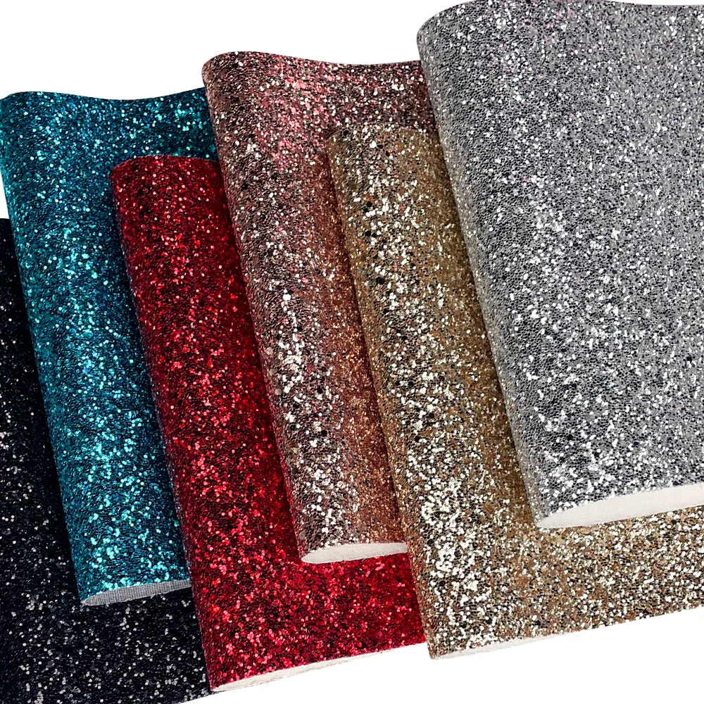 6PCS Glitter Colorful Glitter Artificial Leather Sheet (21 X 30cm) 1 Set Suitable for DIY Stage Decoration Mobile Phone case