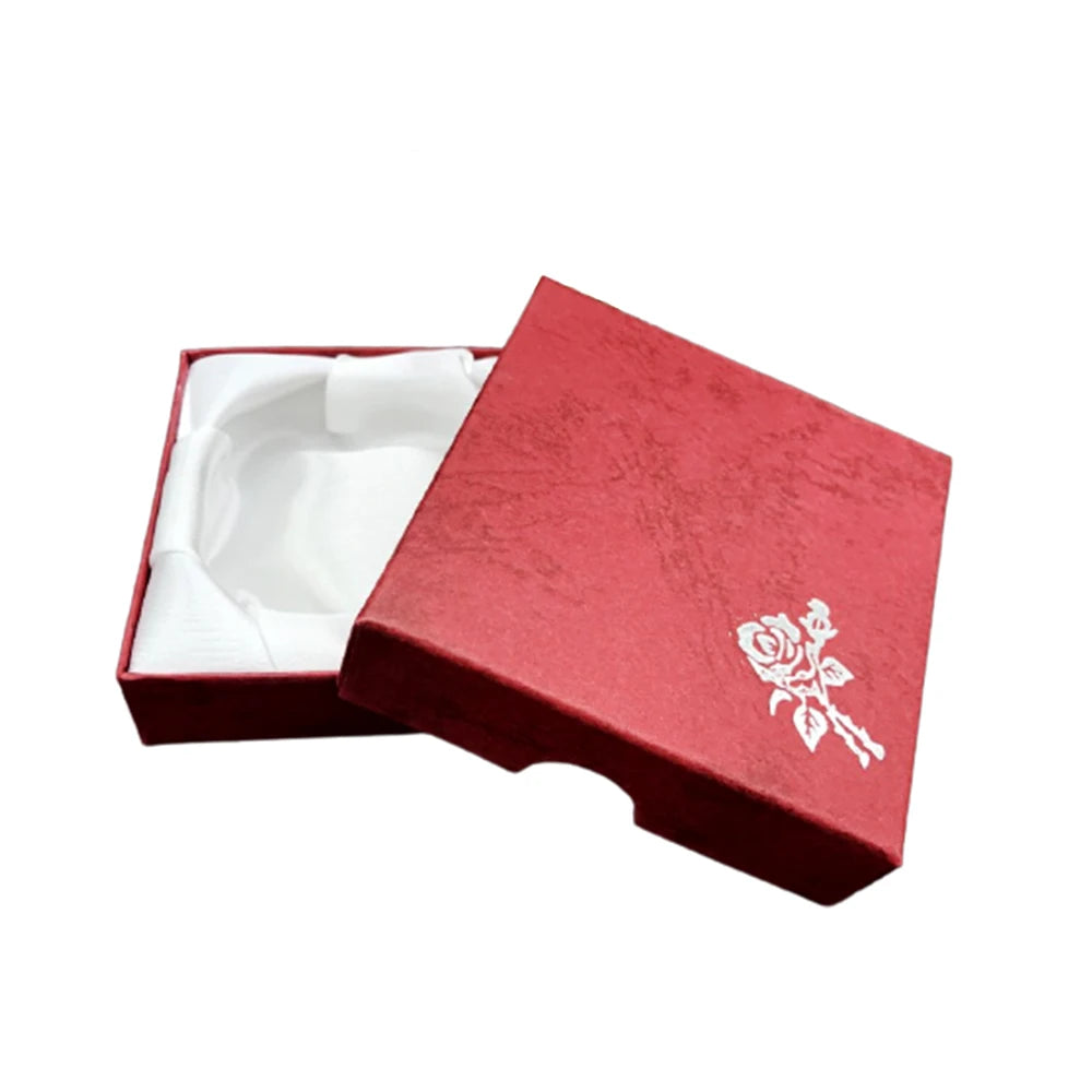 Square Rose Printed Jewelry Packaging Box Bracelet Necklace Storage Case Cardboard Gift Box Jewelry Organizer Case