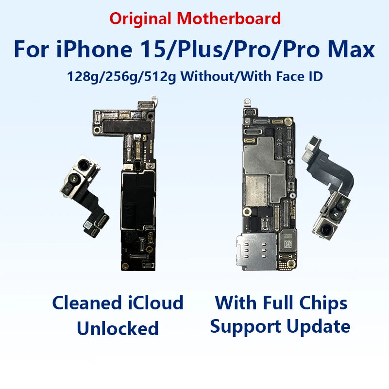 Wholesale Original Unlocked Mobile Phone Motherboard Logic Board 128gb 256gb for iPhone 15 Pro Max Motherboard With Face Id
