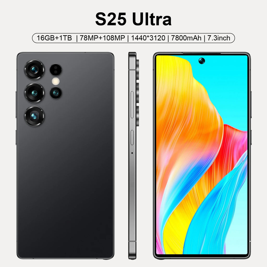 Original Condition S25 ULTRA 5G Cellular Phone 108MP Rear Camera 7.3 Inch Screen 7800mAh Battery Smart Cell Phone Unlocked