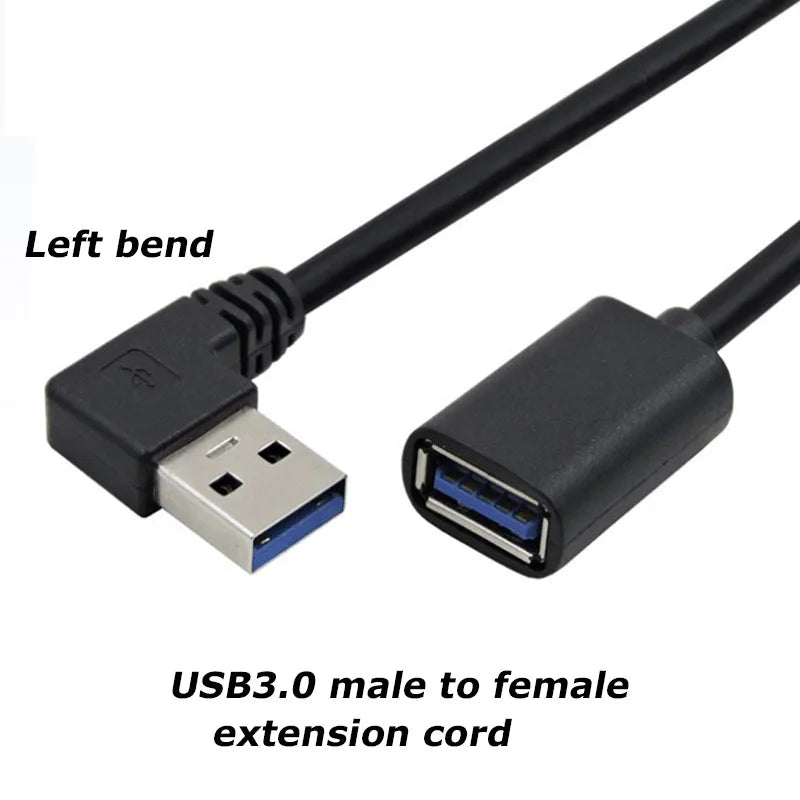 0.3M 90 Degree USB 3.0/2.0  Male to Female Adapter Cable Angle Extension Extender 5Gbps Fast Transmission Left/Right/Up/Down