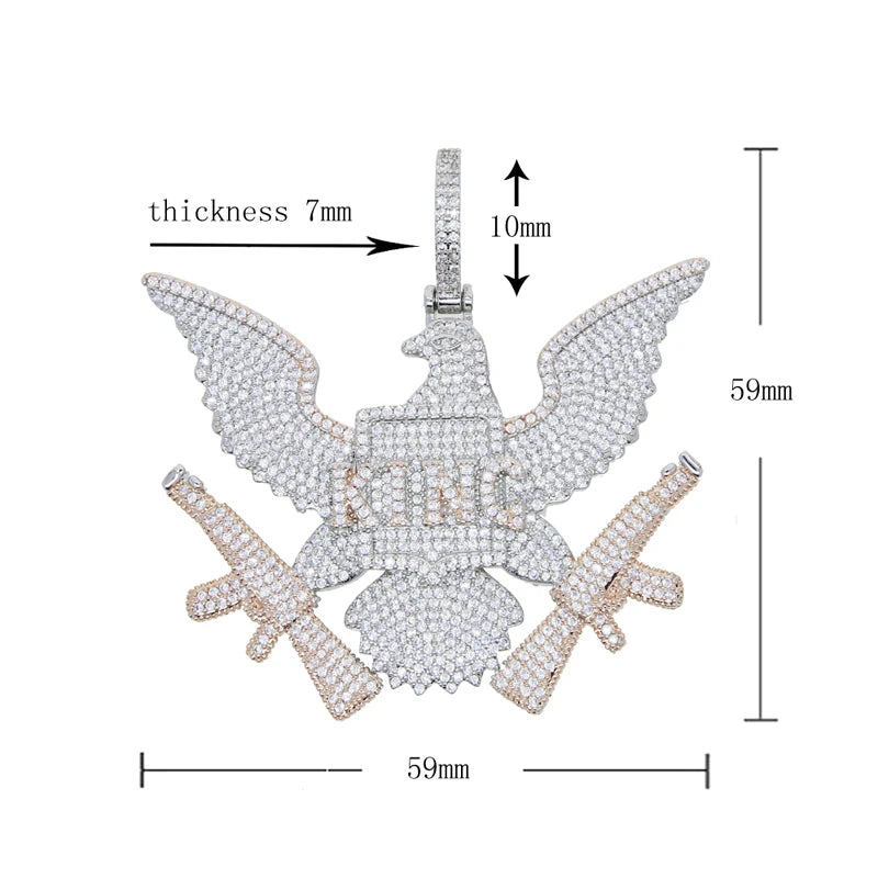18K Gold Plated Micro Pave Cubic Zirconia CZ Plug Shape Pendant Hip Hop Style Yellow Gold Necklace for Engagement Wedding Party