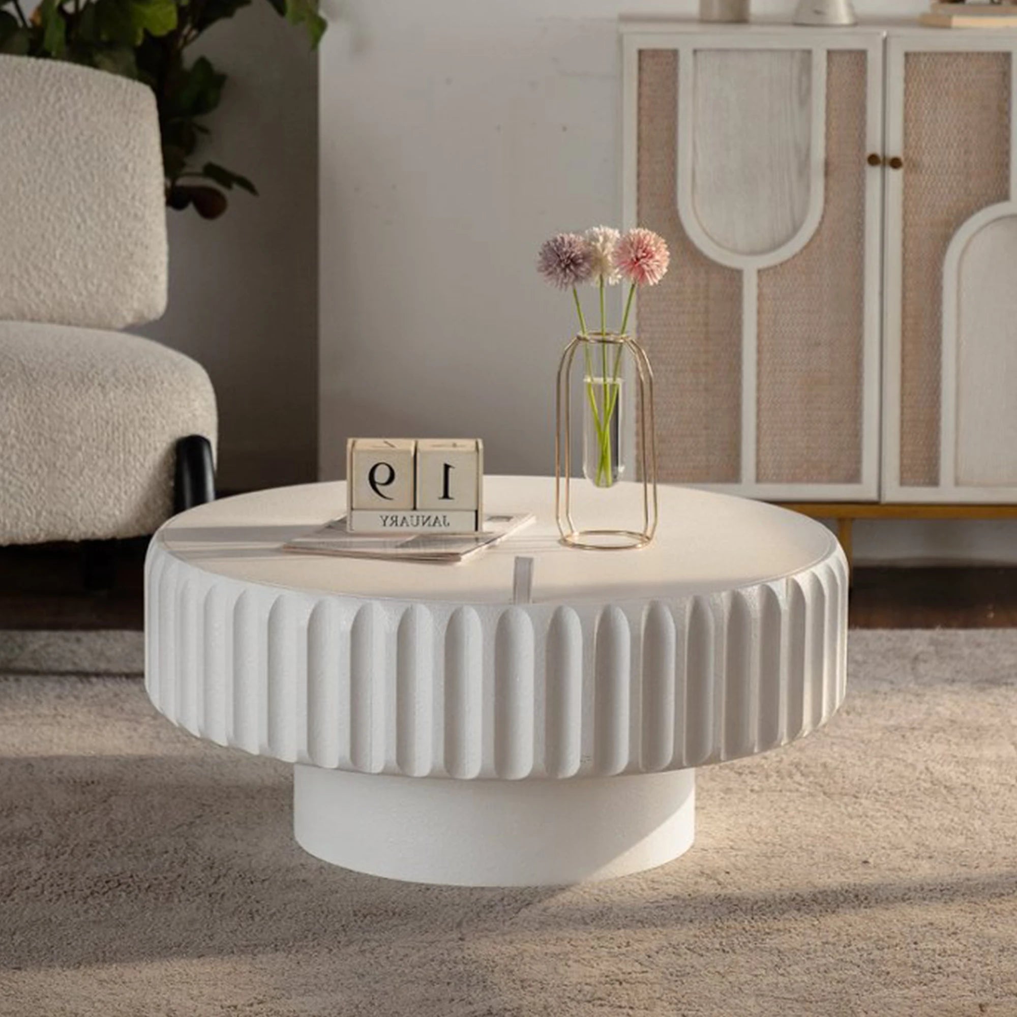Fluted Storage Table with Lift-Off Lid, Sleek Texture, Perfect for Modern Living