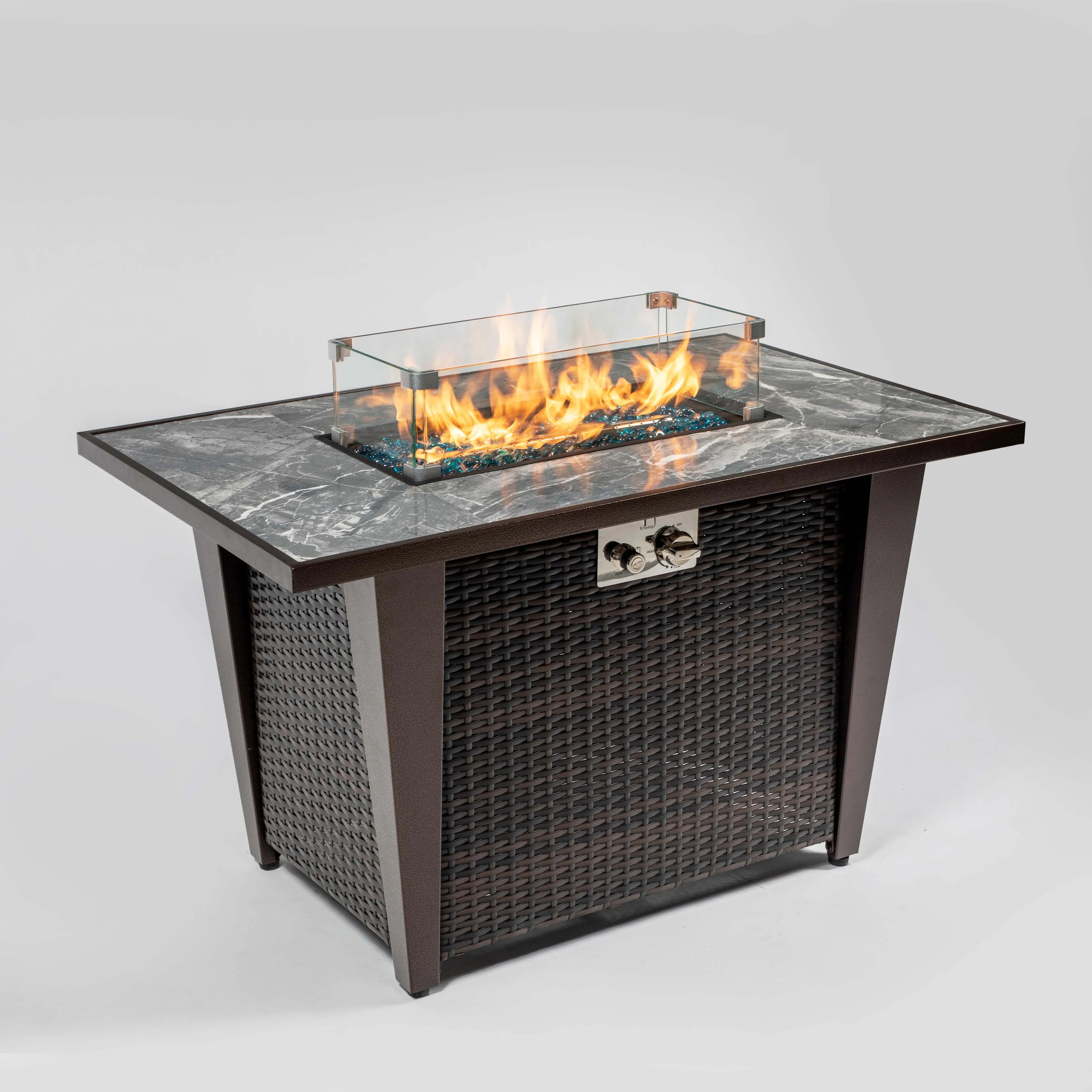 Outdoor Metal Fire Pit Column Patio Gas Fire Pit US Free Shipping