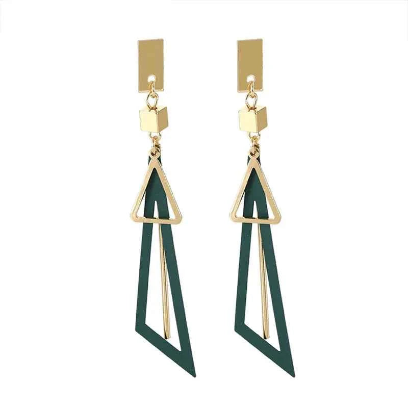 Korean Long Statement Geometric Triangle Tassel Dangle Drop Earrings For Women Earrings Fashion Jewelry Oorbellen Brincos