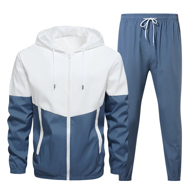 Patchwork Hip Hop Casual Men's Sets Korean Style 2 Piece Sets Clothes Men Streetwear Fitness Male Tracksuit