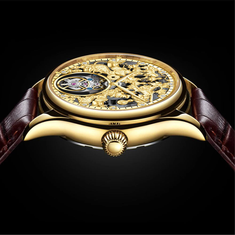 Montre Homme Luxury Design Men Mechanical Watch Original Brand Aesop 7071G Skeleton Tourbillon Watches